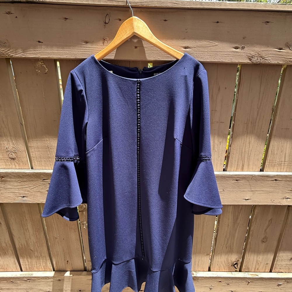 Navy Blue Dress with Bell Sleeves